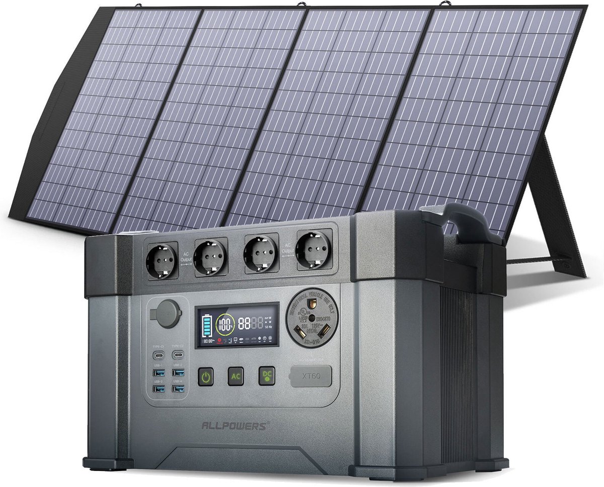Allpowers® Pro Powerstation - Draagbare Generator - Zonnepaneel Powerstation - Hoge Kwaliteit - Multifunctioneel Gebruik - Eenvoudig Om Te Gebruiken