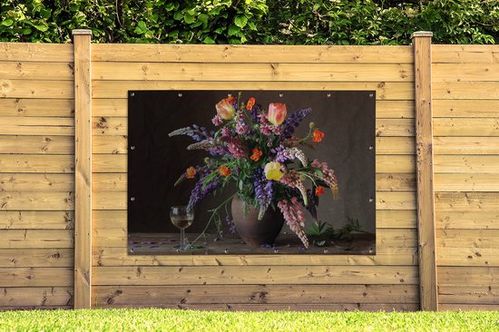 Décoration murale Nature morte - Vin - Fleurs - 180x120 cm - Poster jardin