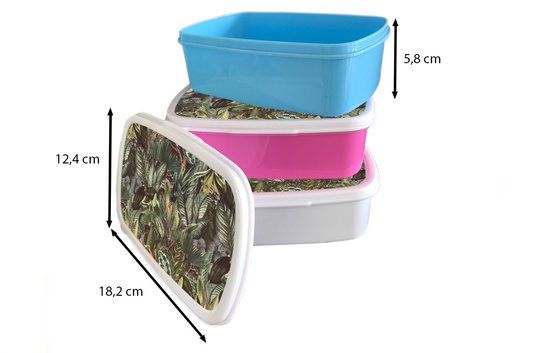 Boîte à lunch Rose - Boîte à lunch - Boîte à pain - Feuilles - Jungle - Vintage - Motifs - 18x12x6 cm - Enfants - Fille - Cadeau Sinterklaas - Cadeaux pour enfants - Chaussures cadeaux Sinterklaas