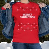 Kersttrui Rendieren - Met tekst: Merry Christmas - Kleur Rood - ( MAAT M - UNISEKS FIT ) - Kerstkleding voor Dames & Heren