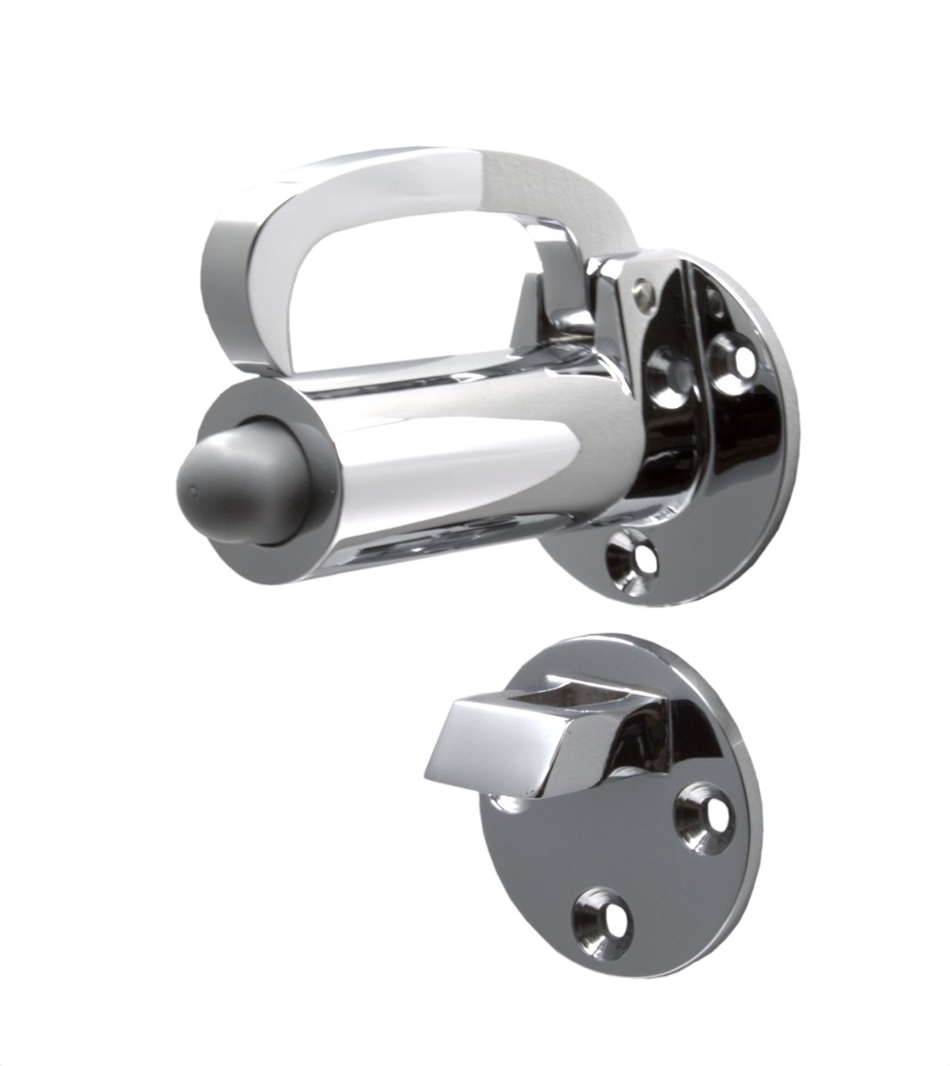 Deurvastzetter - met valhaak - 102mm - Messing gepolijst chroom - S&B - 251501.6