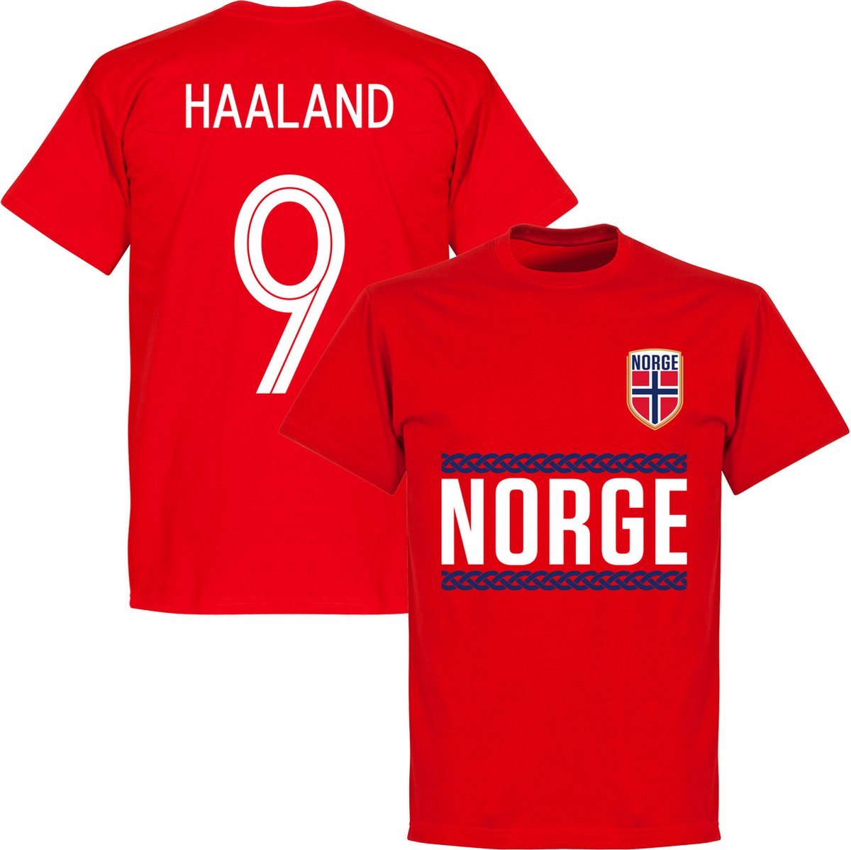 Noorwegen Haaland 9 Team T-Shirt - Rood - XXL