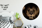 Behangcirkel - Leeuw - Dieren - Zwart - Jungle - Zelfklevend behang - 120x120 cm - Behangsticker - Behang cirkel - Rond behang - Behangcirkel zelfklevend