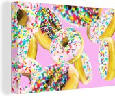 Tableau sur toile Donuts flottants - 90x60 cm - Décoration murale