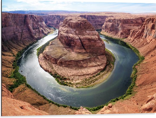 WallClassics - Dibond - Horseshoe Bend Rotsen, Arizona - 80x60 cm Foto op Aluminium (Met Ophangsysteem)