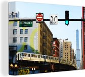 Canvas Schilderij Chicago - Metro - Stoplicht - 80x60 cm - Wanddecoratie