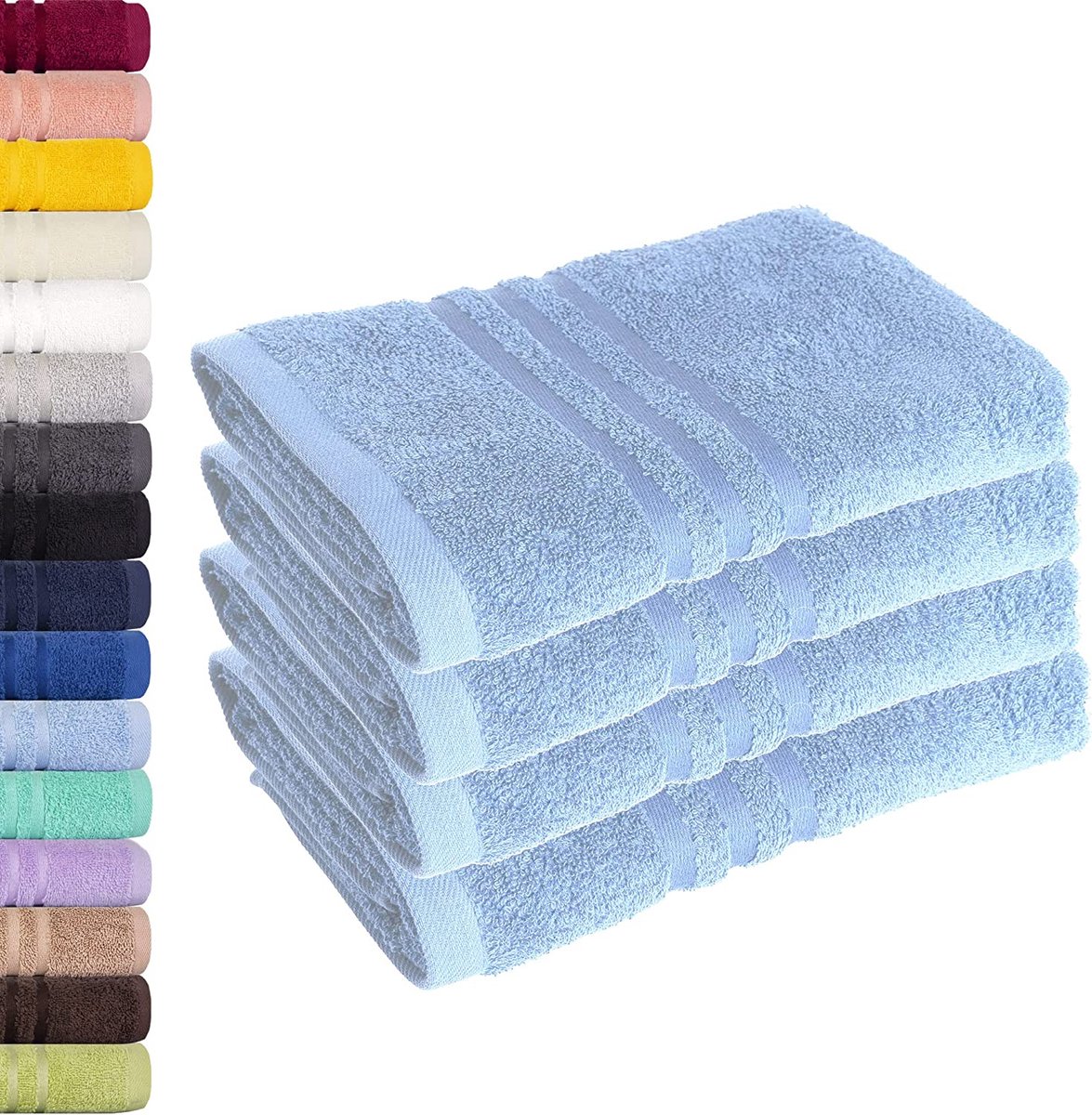 Lavea set van 4 handdoeken 50x100cm, serie Elena badstof, dolfijnblauw
