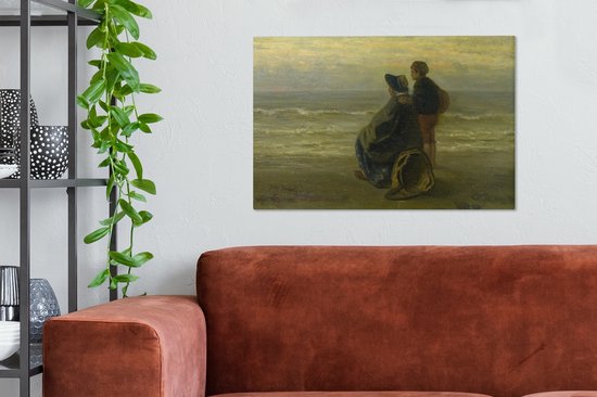 Tableau sur toile Mère et enfant à la mer - tableau de Jozef Israëls - 90x60 cm - Décoration murale