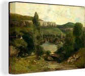Canvas Schilderij Gezicht op Ornans - Schilderij van Gustave Courbet - 40x30 cm - Wanddecoratie