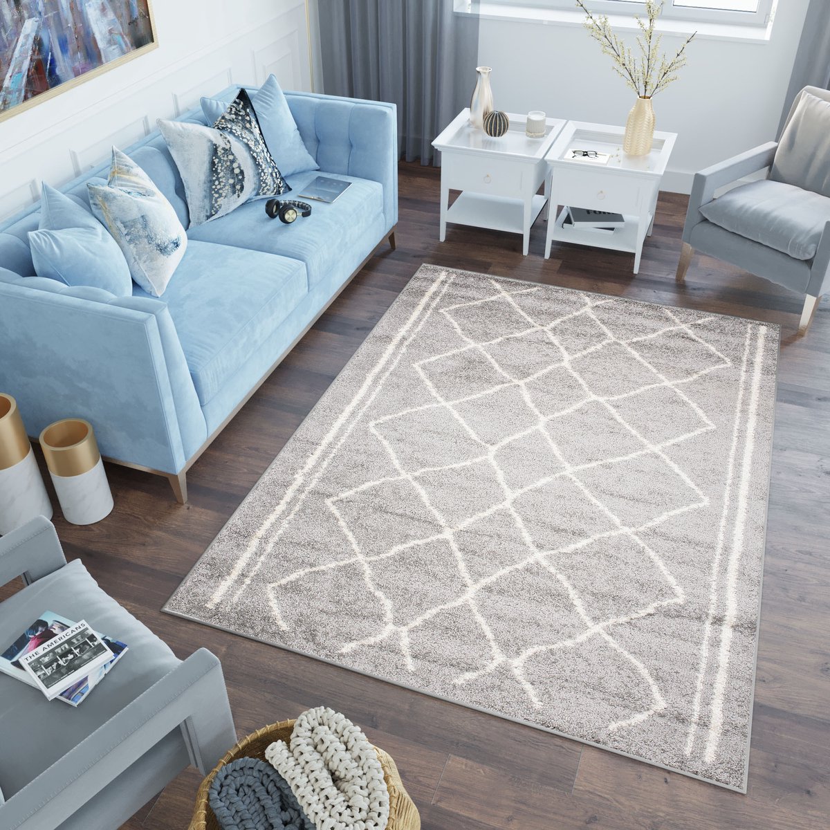 Tapiso Delhi Vloerkleed Hoogpolig Lichtgrijs Fluffy Tapijt Maat- 60x100 Lichtgrijs 4