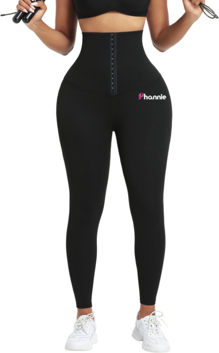 Phannie 2 in 1 Sportlegging Dames en Waist Trainer - Afslankbroekje - Corset Dames - Waist Shaper - Corrigerend Ondergoed - Maat L