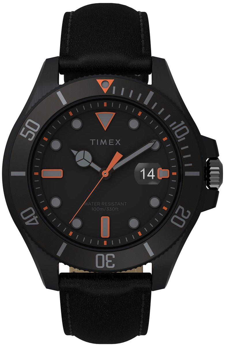 Timex Harborside Coast TW2V42300 Horloge - Leer - Zwart - Ø 42 mm