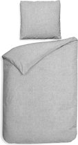 Premium luxe flanel dekbedovertrek uni Washed grijs | eenpersoons (140x200/220) | warm en hoogwaardig | ideaal tegen de kou | inclusief 2 kussenslopen