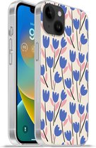 Geschikt voorApple Iphone 14 Plus - Soft case hoesje - Bloem - Patronen - Tulp - Siliconen Telefoonhoesje
