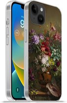 Geschikt voorApple Iphone 14 Plus - Soft case hoesje - Stilleven met bloemen in een Griekse vaas - Oude meesters - Kunst - Siliconen Telefoonhoesje