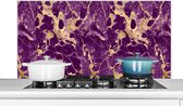 Spatscherm keuken 120x60 cm - Kookplaat achterwand Goud - Luxe - Marmer print - Patronen - Muurbeschermer - Spatwand fornuis - Hoogwaardig aluminium