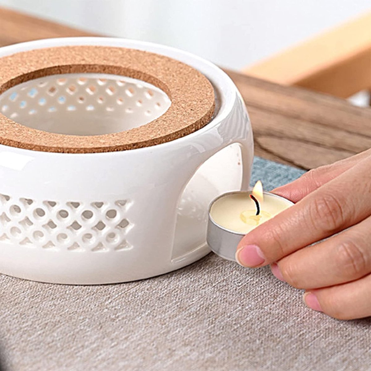 Réchaud En Céramique Noir Pour Théière – Design Creux, Maintien Au Chaud élégant, Idéal Pour Dégustation De Thé