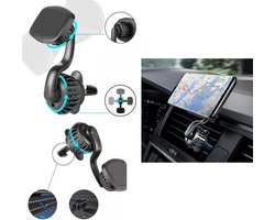 Autohouder Geschikt voor Samsung Galaxy A02/ A02s/ A26/ A27/ A36/ A56/ A37/ A57 – telefoonhouder met krachtige magneet – car phone holder black - geschikt voor ventilatierooster – draaibare gsm houder auto – extra sterke venthouder