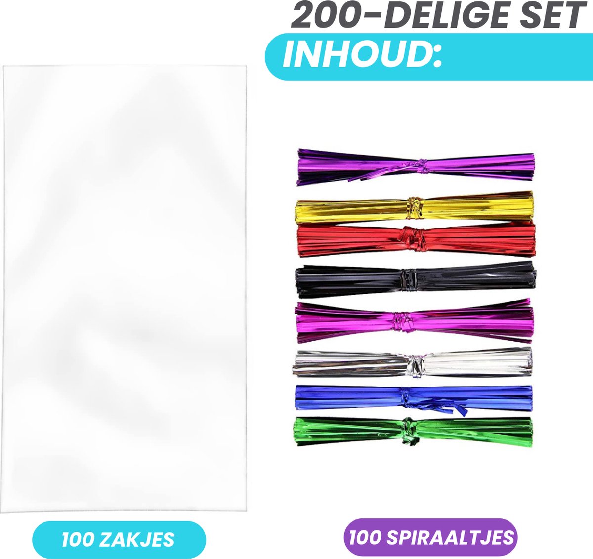 Feestio Uitdeelzakjes Transparant - Traktatie Zakjes kinderfeestje - Cellofaanzakjes - Snoepzakjes - cadeauzakjes — afbeelding 4