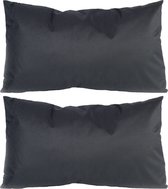 8x Bank/sier kussens voor binnen en buiten in de kleur zwart 30 x 50 cm - Tuin/huis kussens