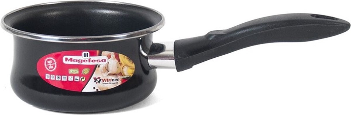 Steelpan/sauspan - zwart - anti aanbaklaag - D14 cm - 1,5 liter - Voor saus en jus - Steelpannetjes