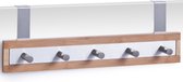 3x Bruin/zilveren deur kapstokken met 5 haken 36 cm - Zeller - Woonaccessoires - Kleding/jassen ophangen - Handdoeken ophangen - Deur kapstokken