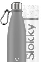 Slokky - Mono Grey Thermosfles & Karabijnhaak - 500ml