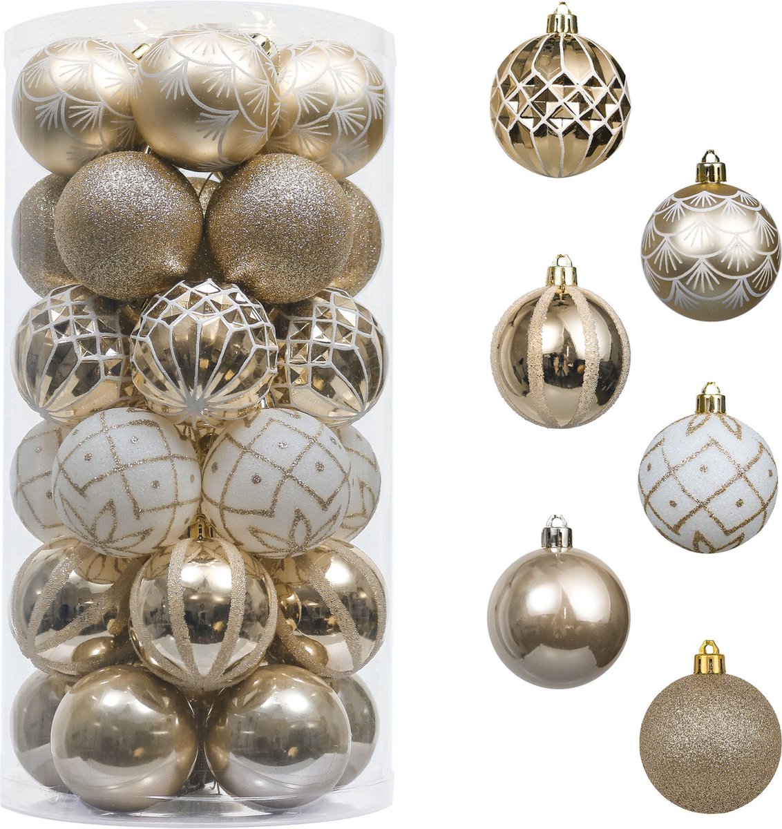 PRACHTIGE KERST® - Kerstballen - 30 Delige Set - Kerstversiering - Kerstboomdecoratie - Kerstornamenten - Kerstballen Plastic
