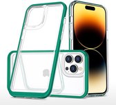 Hoesje Geschikt voor iPhone 14 Pro Hoesje met bumper - Shockproof case – Groen / Transparant