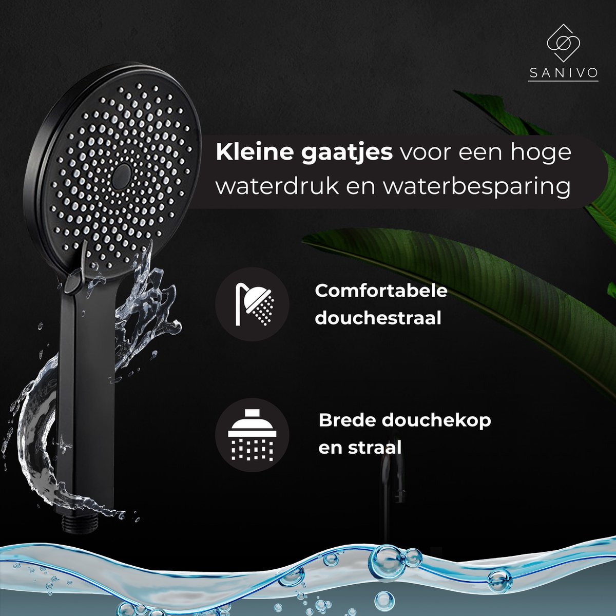 Douchekop Zwart incl. Doucheslang Handdouche Hogedruk Douchekop met