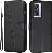 zwart agenda wallet book case hoesje - geschikt voor : Oppo A57S - Oppo A57 (4G) -  Oppo A57 (5G) -  Oppo A77 (5G)