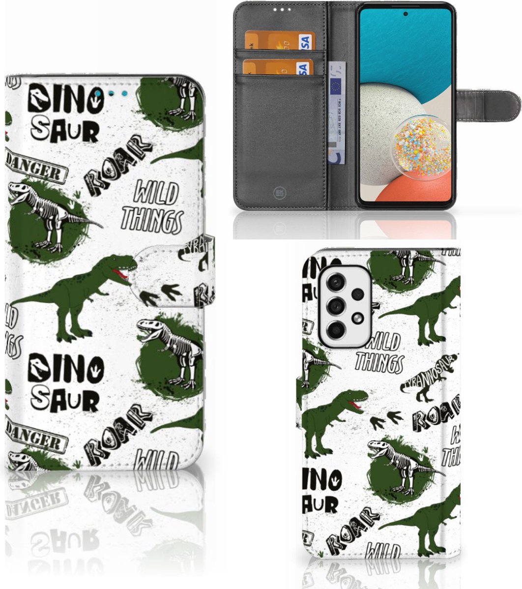 Telefoonhoesje met Pasjes voor Samsung Galaxy A53 Dinosaurus