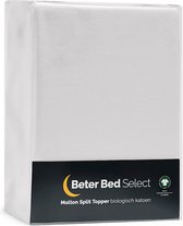 Beter Bed Select Molton Organic Splittopper 140/160 x 200/210/220 cm - Matrasbeschermer 100% Biologisch Katoen - Matrashoes - 7 cm - Wit
