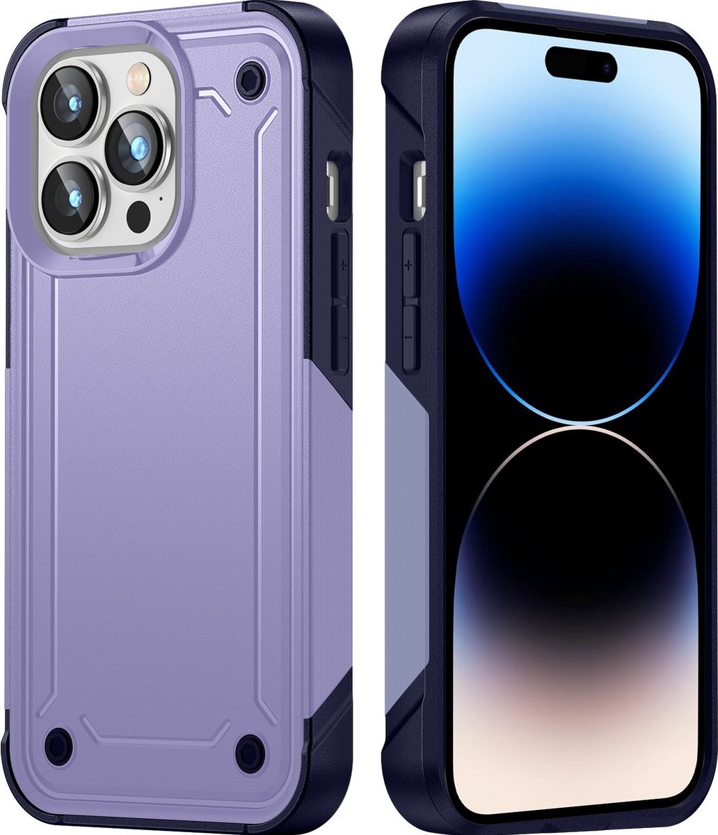 Mobigear Hoesje geschikt voor Apple iPhone 14 Pro Telefoonhoesje Hardcase | Mobigear Slim Armor Backcover Shockproof | Schokbestendig iPhone 14 Pro Telefoonhoesje | Anti Shock Proof - Paars