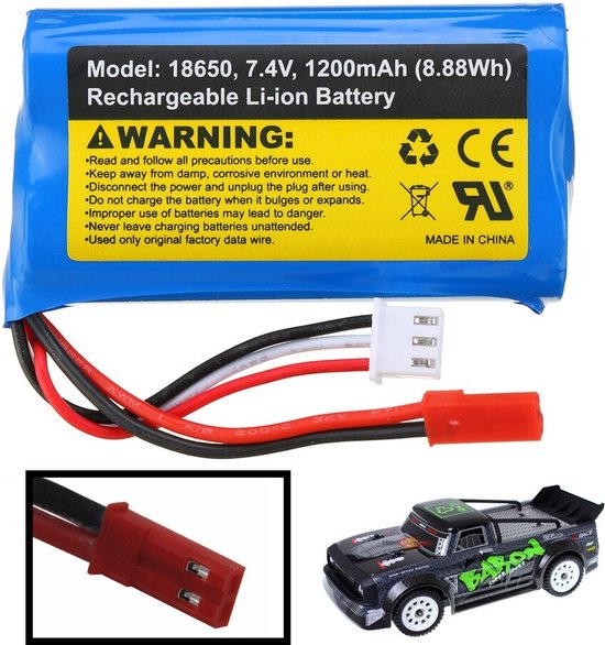 Batterie Lipo 7.4V 1200mAh pour véhicule RC avec connexion JST - Batterie  pour SG