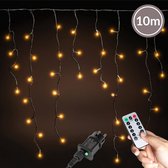 Lichtgordijn - Ijspegelverlichting - LED gordijn - Kerstverlichting - 500 LED - Met Afstandsbediening - Voor binnen en buiten - 10 meter - Warm wit