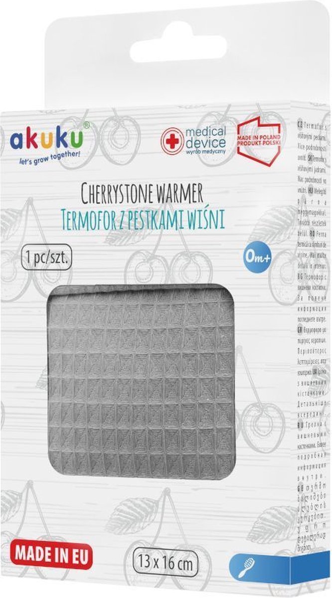 Akuku Kersenpitten Kruik Baby Pittenzak - Kruik gevuld met Kersenpitten - 13 cm x 16 cm - Grijs — afbeelding 4