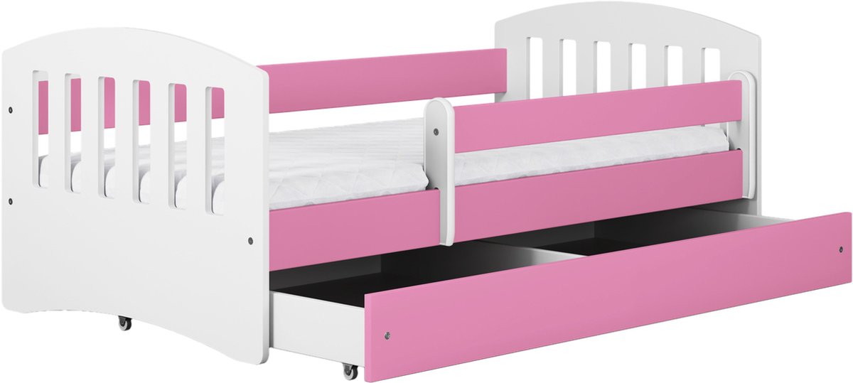 Kocot Kids - Bed classic 1 roze met lade zonder matras 140/80 - Kinderbed - Roze
