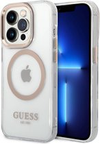 Guess geschikt voor Apple iPhone 14 Pro Hoesje MagSafe Hard Case Metal Outline