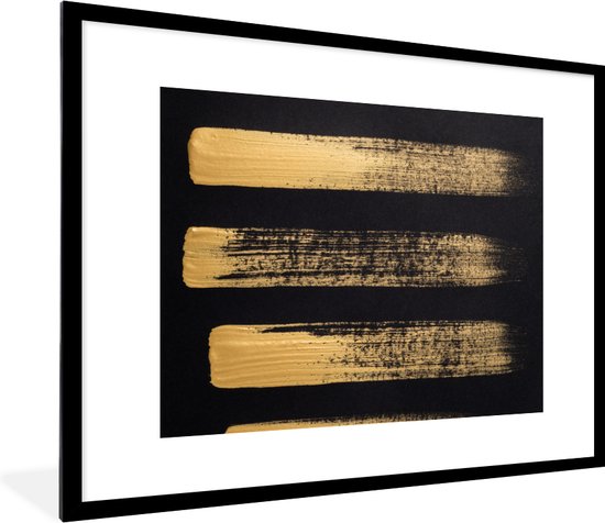Fotolijst incl. Poster - Patroon van gouden verf op een zwarte achtergrond  - 80x60 cm... | bol.com