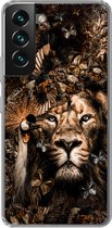 Geschikt voor Samsung Galaxy S22 hoesje - Dieren - Collage - Vlinder - Siliconen Telefoonhoesje