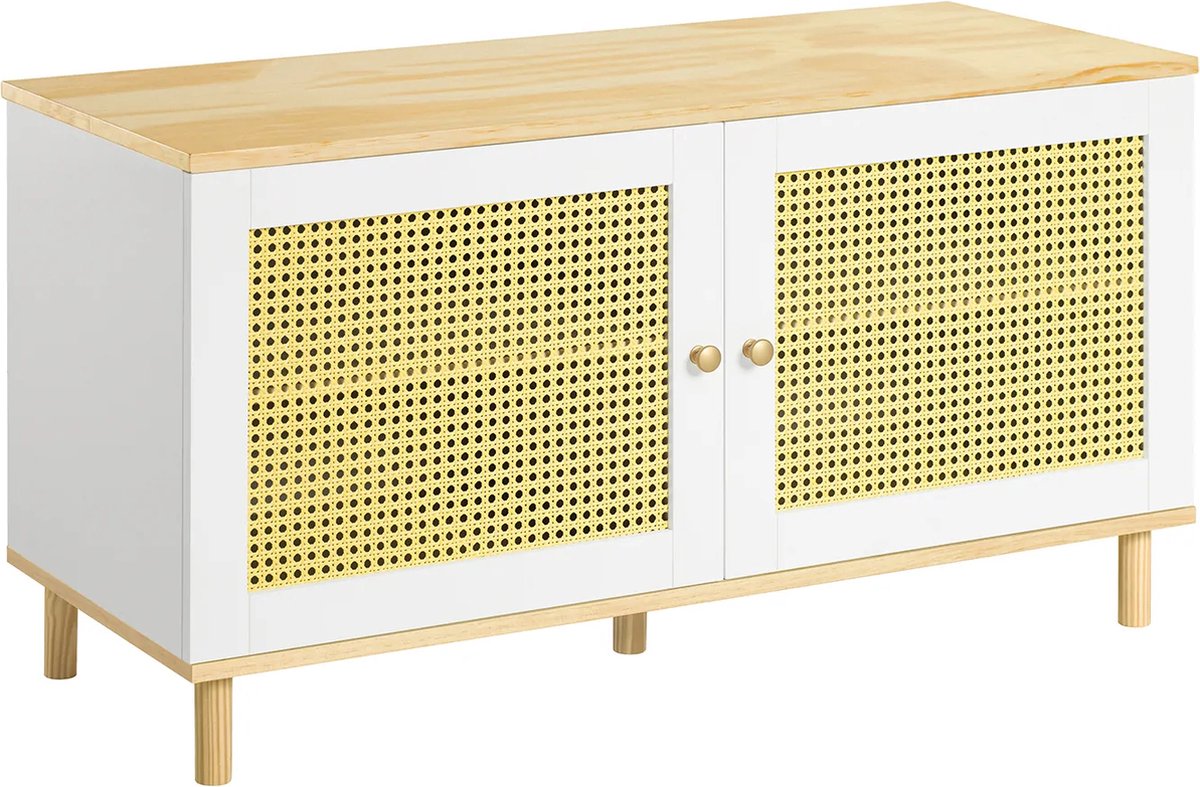 Simpletrade - Schoenenrek - Zitbank met opbergruimte - Schoenenkast - Beige/wit