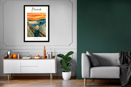 Cadre photo avec affiche - Peinture - Le Cri - Munch - 60x90 cm - Cadre pour affiche