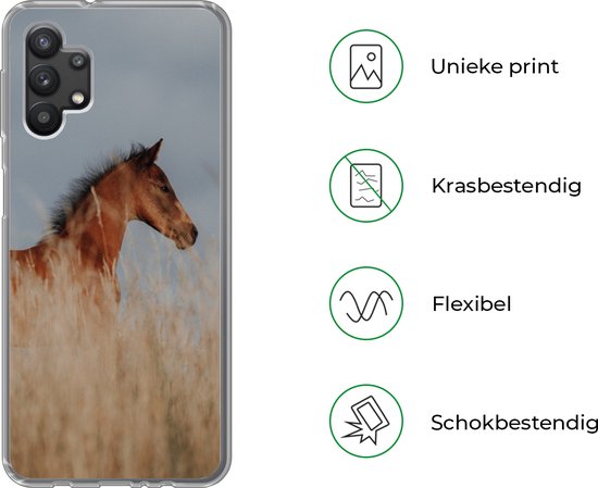 Coque Samsung Galaxy A32 5G - Cheval - Ciel - Herbe - Siliconen
