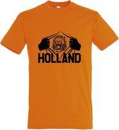 Oranje WK 2022 voetbal T-shirt met “ Brullende Leeuw en Holland “ print Zwart maat XXXXL