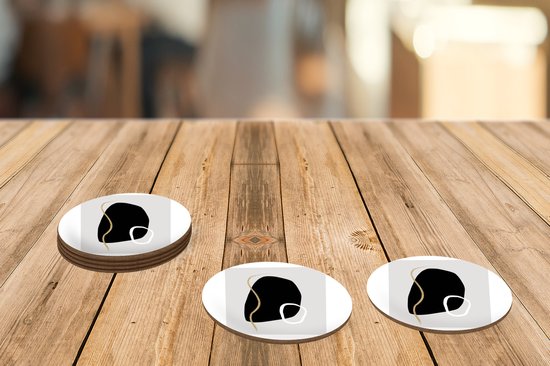 Sous-verres pour verres - Rond - Minimalisme - Abstrait - Design - 10x10 cm - Sous-verres en verre - 6 pièces