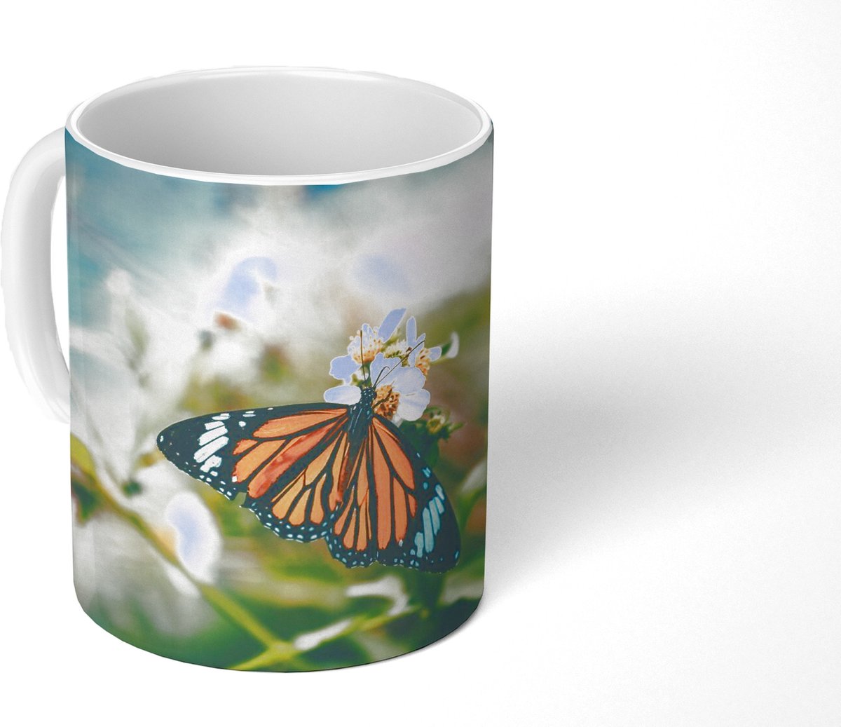 Mok - Koffiemok - Vlinder - Bloemen - Tuin - Mokken - 350 ML - Beker - Koffiemokken - Theemok