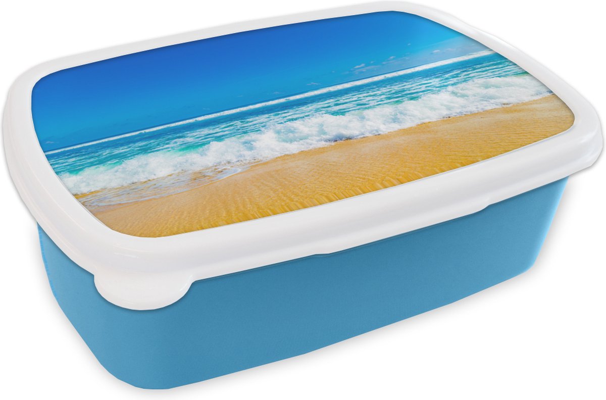 Broodtrommel Blauw - Lunchbox - Brooddoos - Strand - Zee - Blauw - 18x12x6 cm - Kinderen - Jongen
