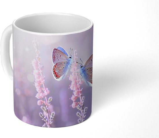 Mug - Mug à Café - Papillon - Lavande - Fleurs - Violet - Mugs - 350 ML - Tasse - Mugs à Café - Mug à Thé