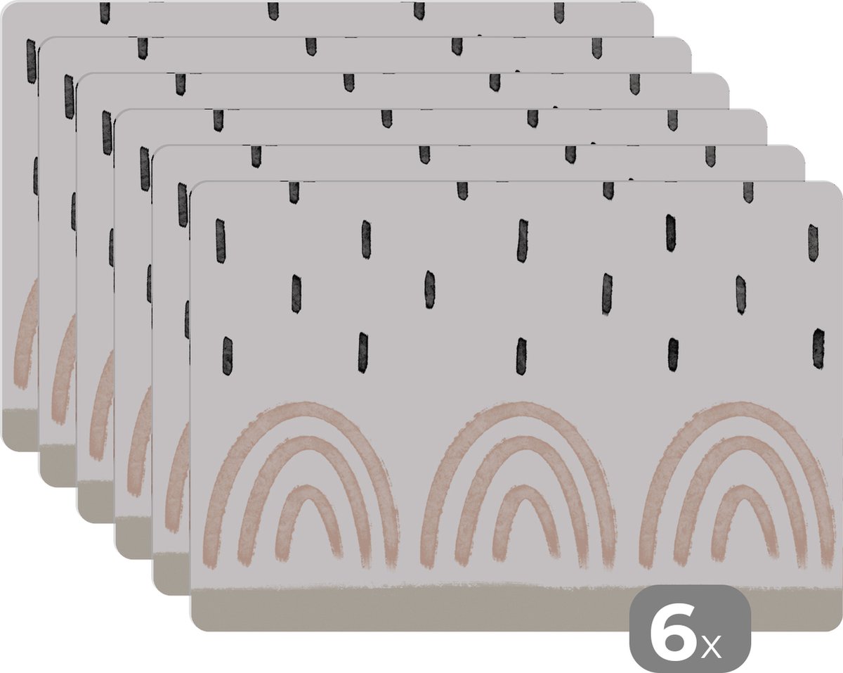 Placemat - Regenboog - Pastel - Abstract - Placemats - Tafel - 45x30 cm - 6 stuks